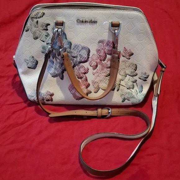 Calvin Klein White Floral Satchel - Picture 8 of 8